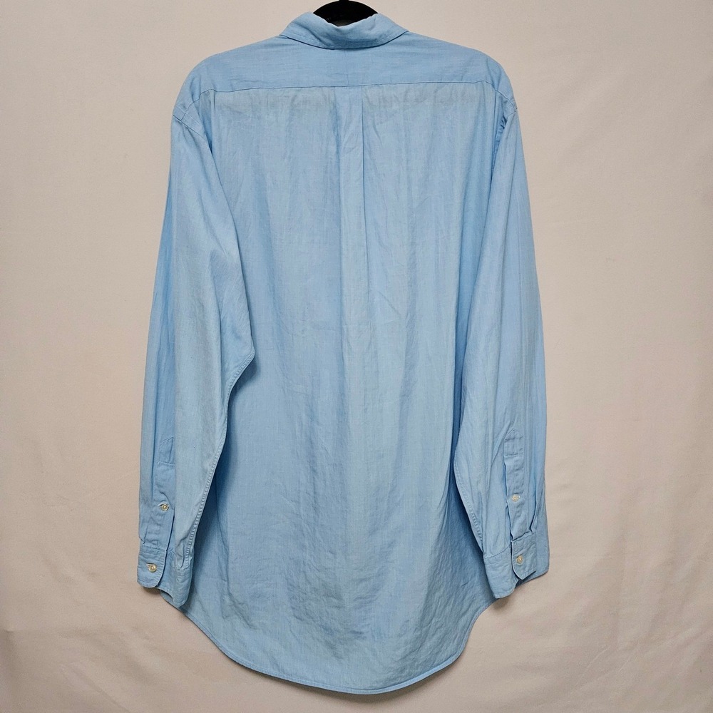Ralph Lauren Classic Fit Cool Blue Button Down Shirt L Pink Pony Preppy Coastal - Picture 2 of 9